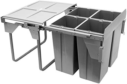 REJS RECYCLE BIN PULL OUT SOFT CLOSE KITCHEN WASTE BIN 300MM - 30 LTR (JC-603) (with front fixing brackets)