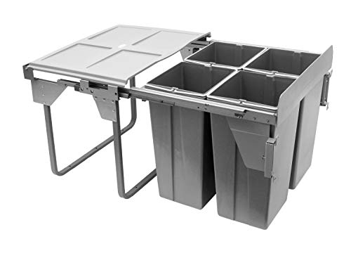 Image of REJS RECYCLE BIN PULL OUT KITCHEN WASTE BIN W:600mm-4x17L(JC609M-4) w/front mounting