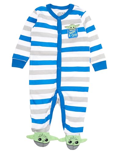 Image of STAR WARS Mandalorian The Child Baby Boys’ Long-Sleeve Footed Sleeper - Baby Yoda Pajamas