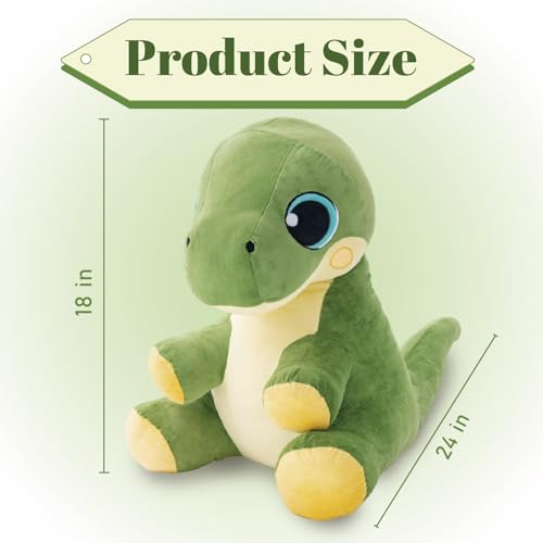 Jrystar Weighted Dinosaur Stuffed Animal, Large Dinosaur Plush Toys, 24" 4.4lbs Weighted Dino Plush, Big Stuffed Dino Plushie Gifts for Kids Boys Girls on Birthday Children's Day Christmas - Image 2
