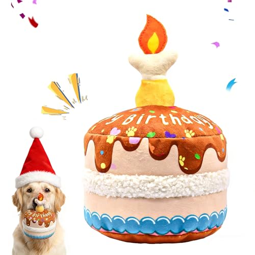 Dog Birthday Cake Toy, Interactive Crinkle Chew Toy for Small Medium Large Dogs, Durable Pet Birthday Gifts & Party Accessories, Cute Soft Puppy Celebration Fun for All Breeds,5.5''
