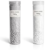 BROYAGE DE 0,1 À 15 MM : Le sable décoratif a une granulométrie mixte d'environ 0,1 mm à 1,5 cm, assurant ainsi un aspect particulièrement naturel et décoratif dans les vases, les lanternes ou les récipients en verre !