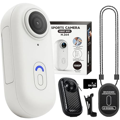 Image of 2026 Upgraded HD Action Camera, 360 Motorcycle Camera, 1080p /4k Mini Wearable Body Adventure Action Cameras with Audio, Video, Mount Anywhere, for Vlogging, Diving (White,1080P)