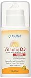 ANUMED - Vitamin D3 10,000 IU Cream with Magnesium + Hyaluronic Acid + Vitamin E for Beautiful and Healthy Skin Care. Promotes Stronger Bones, Muscles, Joints, Heart, Immune System, Non-Greasy (3oz)
