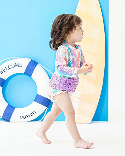 Bfustyle Toddler Girls Zipper Rash Guard Swimwear With Upf 50+ One Piece Yellow Blue Green Purple Orange Striped Beach Swimsuit Unicorn Bathing Suits 6-9 Months #TOP2