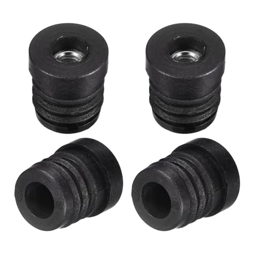 Image of uxcell 4Pcs Plastic Threaded Tube Inserts with M6 Thread, for 19mm /0.75 inch OD Round Tube, Adjustable Round Black Plastic Plug Caster Insert Chair End Caps Furniture Leg Plug