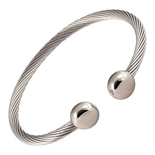 MAGNETJEWELRYSTORE Twisted Stainless Steel Magnetic Therapy Bracelet