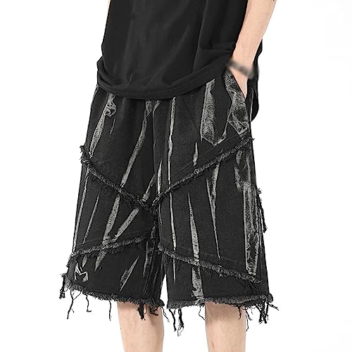 Short en jean streetwear tie-dye YangRy coupe droite ample taille XXL