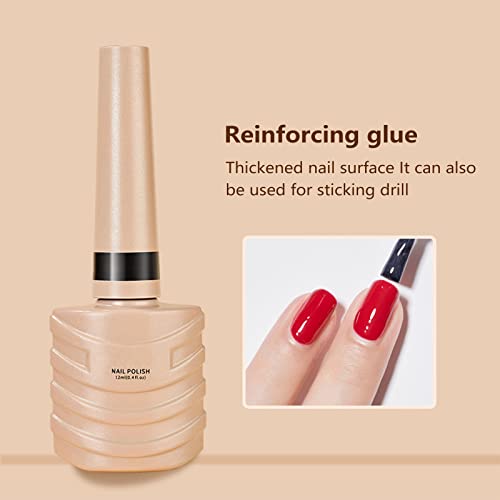 Nail Polish Glue Base Glue And Tempered Frosted Hard Disposable Seal Layer Nail Reinforcement Glue Nail Shop Special Base Oil Set 12Ml/0.4Fl Oz (D, One Size) #TOP1