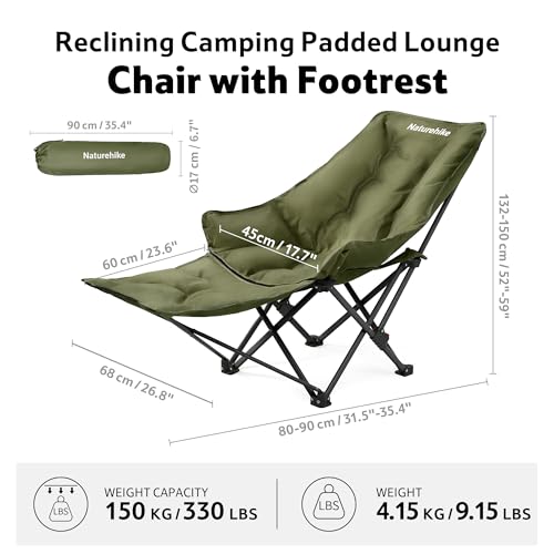 Naturehike Seastar Silla Plegable para Camping con Reposapiés Desmontable, Acolchada, Verde miniatura 2
