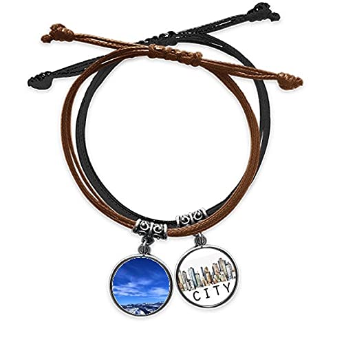 Bracelet ciel bleu Les Nuages Blancs en cuir pour homme et femme