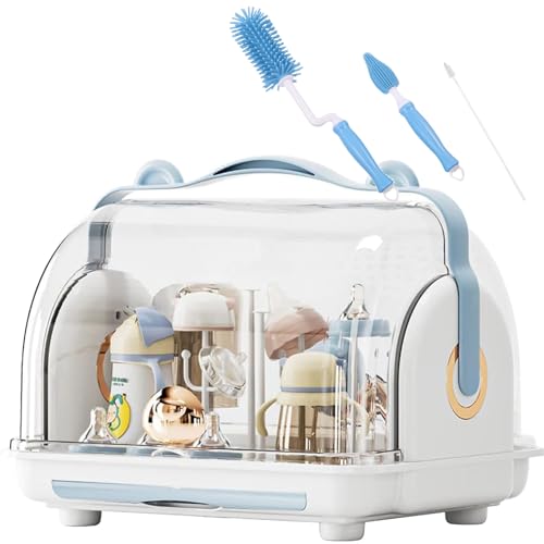 Transparent Baby Bottle Drying Rack (Blue - Large)