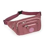 Estwell Heuptas voor heren en dames, stad, heuptas met 5 zakken met ritssluiting, waterdicht, verstelbaar, voor vrije tijd, reizen, wandelen, Roze, Taille unique