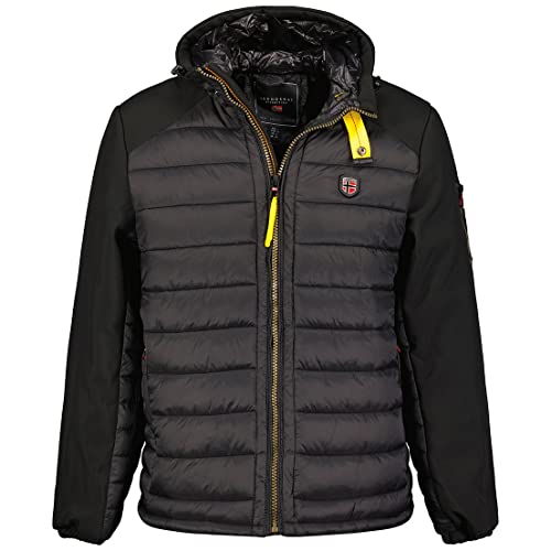 Doudoune Homme Geographical Norway Abator noire à capuche pour l'hiver