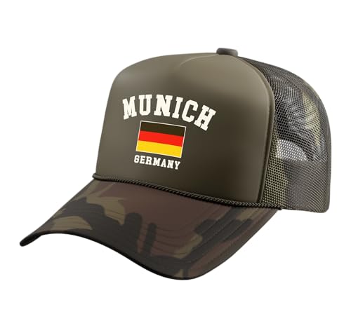 Vintage Munich Germany German Flag Souvenir Retro Graphic Trucker Hat