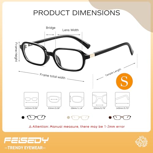 Image of FEISEDY Fashion Rectangular Blue Light Glasses for Women Retro Small Frames Vintage Trendy 90s Square Eyeglasses B0255