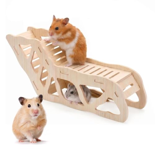 Pyralidsg Bois Tunnel Hamster, Multifonctionnelle Echelle d'escalade de Hamster, Décoratif Hamsters Accessoire, pour Petits Animaux de Compagnie, Gerbilles, Dègues, Souris à Epics, Hamsters Nains