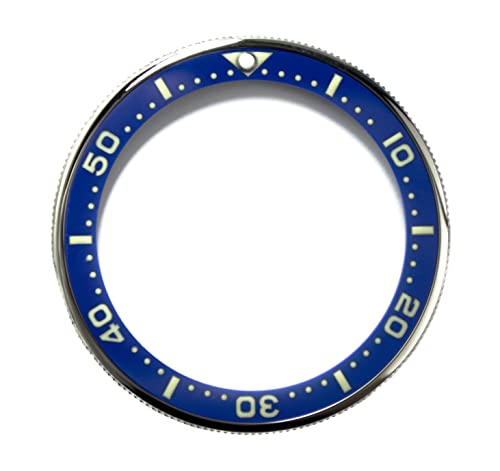 Gloss Silver Thorn Bezel Ceramic Insert for Seiko SKX007/9 SRPD Watch 120 Click Unidirectional (Gloss Silver Bezel+Ceramic Blue&White Insert)