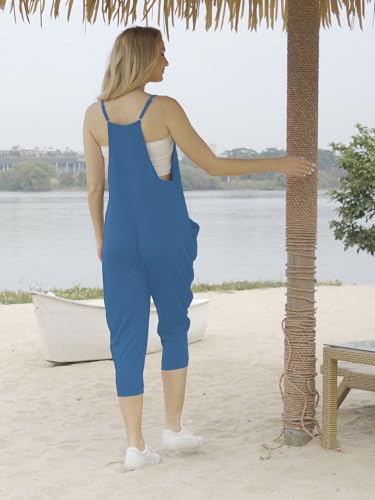 STOLKISS Women’s Oversized Overalls Sleeveless Jumpsuits Adjustable Spaghetti Strap Wide Leg Long Pants Romper with Pockets — view 5