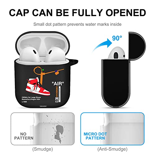 Gedicht For Airpods 2Nd Generation Case Air Sports Shoes, Protective Tpu Soft Airpod 1St Generation Case Cover Rugged For Apple Airpod 1&2 Case With Keychain For Women Men，Black Red #TOP3