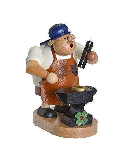 Räuchermann Forgeron en bois artisanal des Monts Métallifères 18cm
