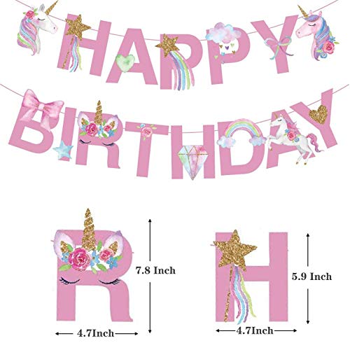 Unicorn Happy Birthday Banner Unicorn Party Decorations Supplies Rainbow Unicorn Bunting Banner For Kis Unicorn Birthday Party Favor Photo Props,Pre-Assembled #TOP1