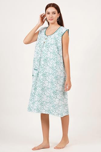 Image of Breezly Woman's Long Short Calf Length Pure Cotton Nighty