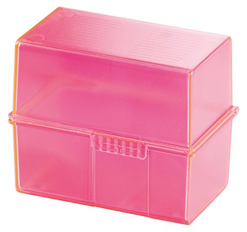 HAN Karteibox SIGNAL DIN A6 quer – transluzentes, attraktives Design für 400 Karteikarten mit Stahlscharnier, signal-pink, 976-76