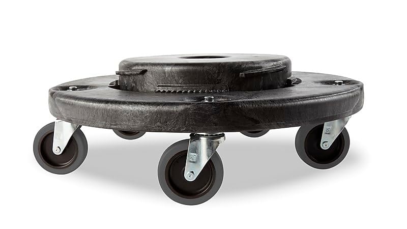 Image of Rubbermaid Commercial Products Brute Quiet Dolly, Compatible with 20, 32, 44, and 55-Gallon Brute Containers, Black, for Restaurants /Back of House /Offices /Warehouses /Airports /Commercial Environments