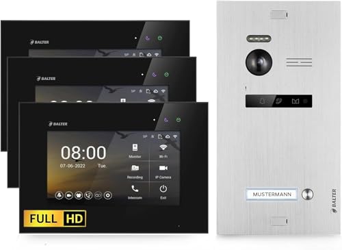 SCHUTZER Balter EVO - Video Citofono HD, Monitor 3 x 7", Visione Notturna