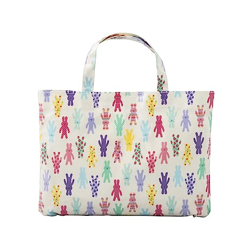 ラミネート レッスンバッグ 30 40 防水 男の子 女の子 恐竜 車 おしゃれ 子供 お稽古 習い事 幼稚園 保育園 小学校 撥水加工 A4手さげ (パステルラビット)