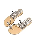 CSSHNL Sandalias con Strass Sandalias de Mujer con Diamantes de imitación y Punta de tacón Alto, Estilo Hada, sin Cordones.(Silver,7.5)