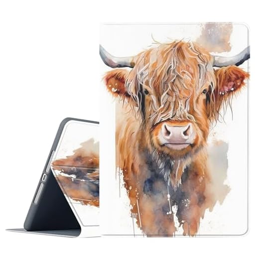FGDRFGRW Case for iPad 10.9-Inch (iPad 10th Generation 2022),Adjustable Stand Auto Wake/Sleep Function Full Body Protection Cover - Watercolour Highland Cow