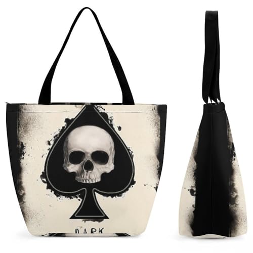 Sac à main crâne as de pique grand sac de shopping et voyage pour femme