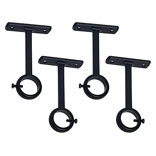 Kxlife Ceiling Curtain Rod Brackets, Ceiling & Wall Mounted Outdoor 1 Inch Curtain Rod Holder (Set Of 4, Black) #TOP17