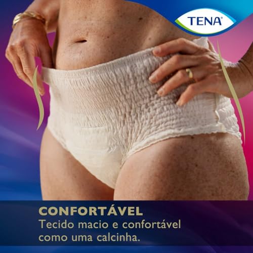 Tena Pants Discreet, Calcinha Descartável para Incontinência Urinária, Nude, G/EG - 16 unidades