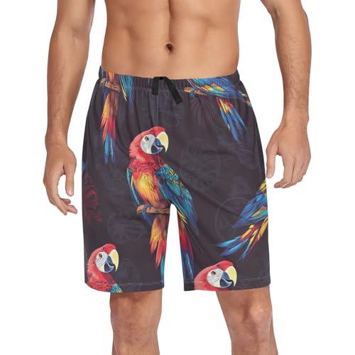 Men's Short Pajama Bottoms Parrots Bird Graphic Home Casual Sleep Pants4