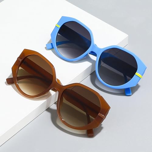 Lunettes de soleil polygonales rétro à verres dégradés haute finition