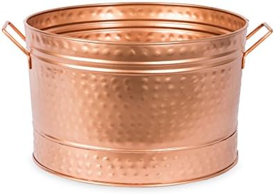 Achla Designs C-50C CopperTub Round Hammered Copper Plated Galvanized Tub
