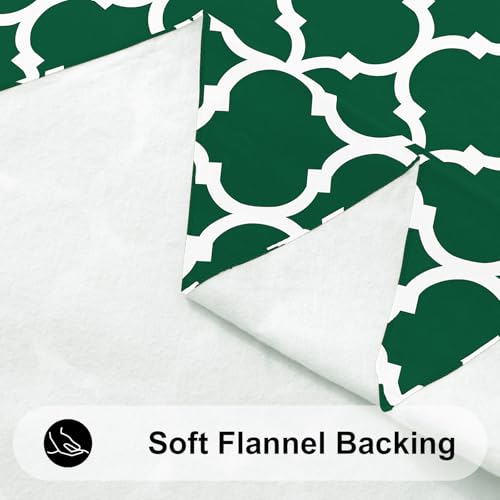 Image of Smiry Rectangle Tablecloth, Waterproof Vinyl Tablecloths with Flannel Backing for Rectangle Tables, Wipeable Spillproof Plastic Tablecloth for Dining, Indoor and Outdoor 60 inch x 84 inch, Emerald Green