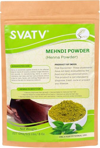 SVATV Polvo De Henna Lawsonia Inermis Cabello De Aspecto Natural Y Brillante Fortalece Y Repara El Cabello Dañado Para Hombres Y Mujeres Color De Cabello Natural - 227 Gramos