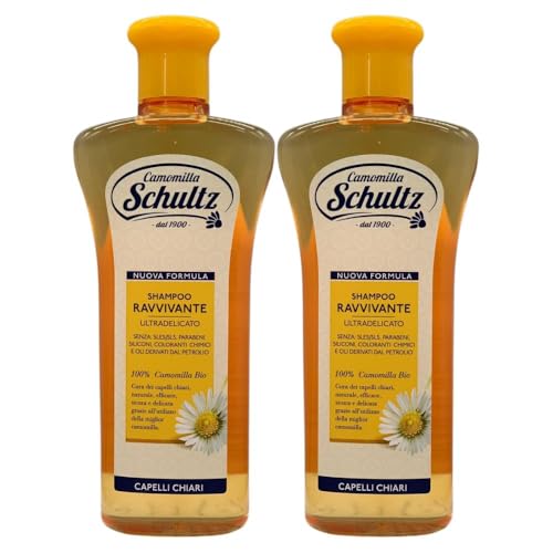 Shampoo Ravvivante Ultradelicato, 100% Camomilla Bio per Capelli Chiari, Dona Lucentezza, 250ml (2 Unità)