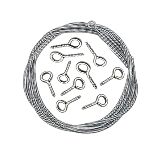 FAIZON 1 Meters Stainless Steel Window/Door Net Curtain Wire Spring with 6 Hooks (1 Meters Wire + 6 Hooks)-image-44