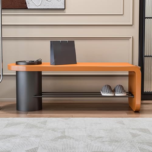 Klgfbdc Orange Upholstered Bedroom Shoe Rack Bench, Entryway Shoe Bench, Organizer Storage Bench, End Of Bed Bench For Bedroom Balcony Living Room Dining Room(,80Cm/31.5In)