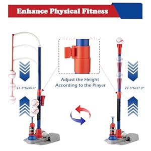 Adjustable T Ball Set for Kids 3 8 Outdoor Baseball Toy with Bat Ball Tee Sports Gift for Toddlers Boys in Backyards