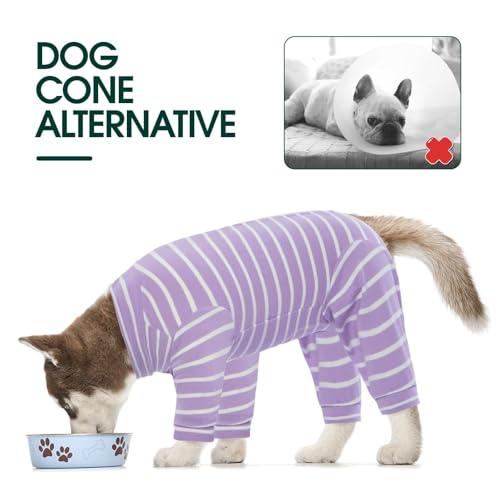Image of Kuoser Recovery Suit for Medium Dogs After Surgery, Long Sleeve Dog Surgery Recovery Suit, Dog Onesie for Abdominal Wounds Skin Disease, Purple M