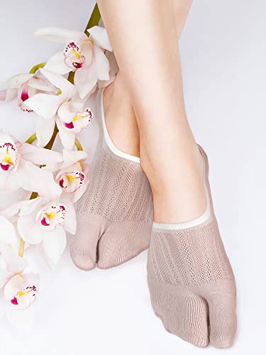 Geyoga 6 Pairs Flip Flop Socks Low Cut Split Toe Cotton Tabi Socks for Women No Show Japanese Style Elastic Short Sandal 7