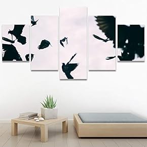 SIGNWIN 5 Panel Canvas Wall Art Birds Closeup...