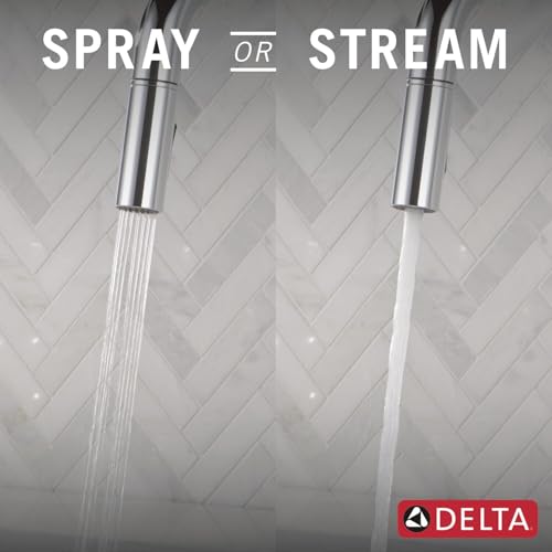 Delta Nicoli Chrome U-Spout Kitchen Faucet with Pull Down Sprayer, Modern Single Hole Kitchen Sink Faucet, Single Handle, Chrome 19868LF by DELTA - Used condition - Image 6
