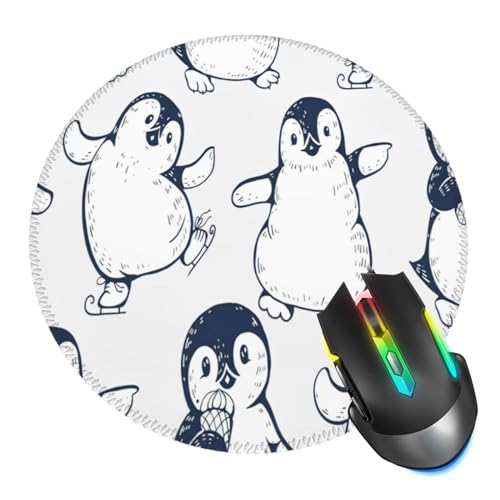 Cute Penguins Mouse Pad, Animal Christmas Mouse Pads for Desk, Stitched Edge Mousepad with Non-Slip Rubber Base, Gaming Mouse Mat for Computer Laptop Home Office